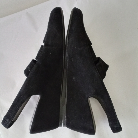 Stuart Weitzman Spando Black Nubuck Suede Strappy Slingback Wedges 7.5 M $398 - Picture 3 of 11